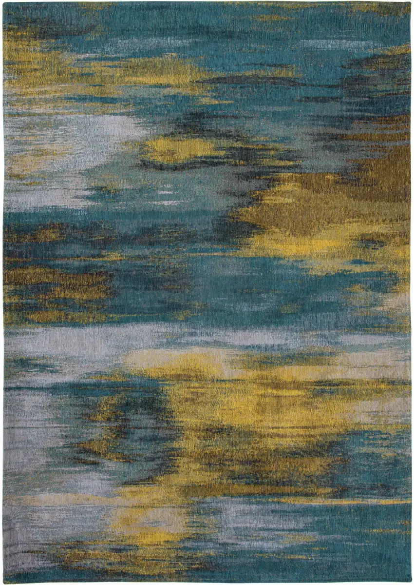Blue and Yellow Abstract Non Skid Area Rug Photo 6