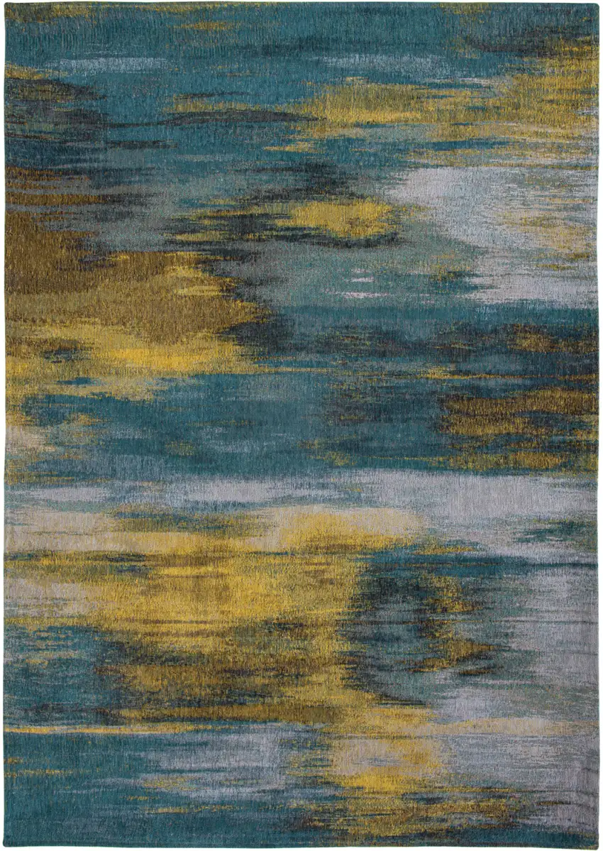Blue and Yellow Abstract Non Skid Area Rug Photo 2