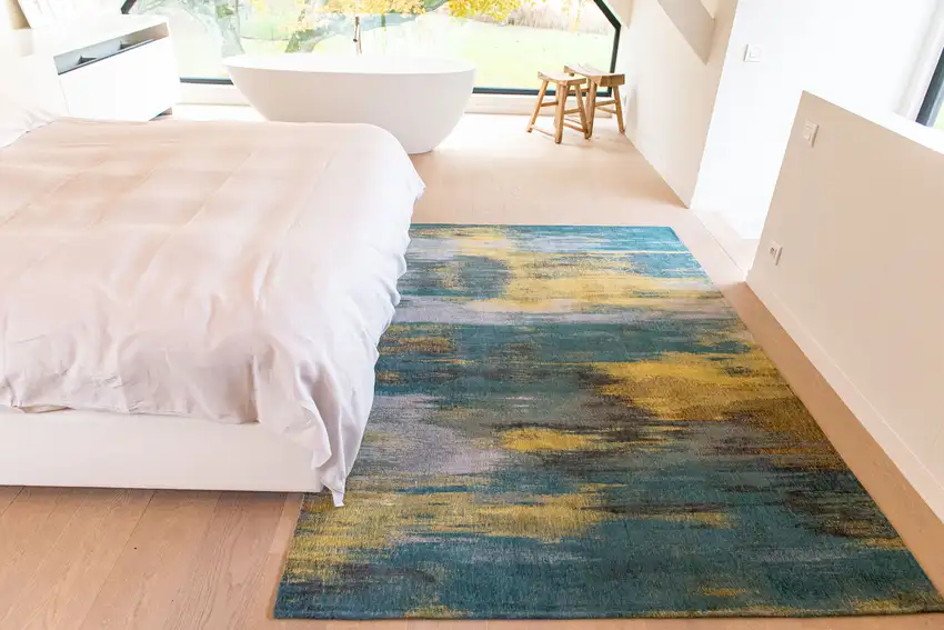 Blue and Yellow Abstract Non Skid Area Rug Photo 7