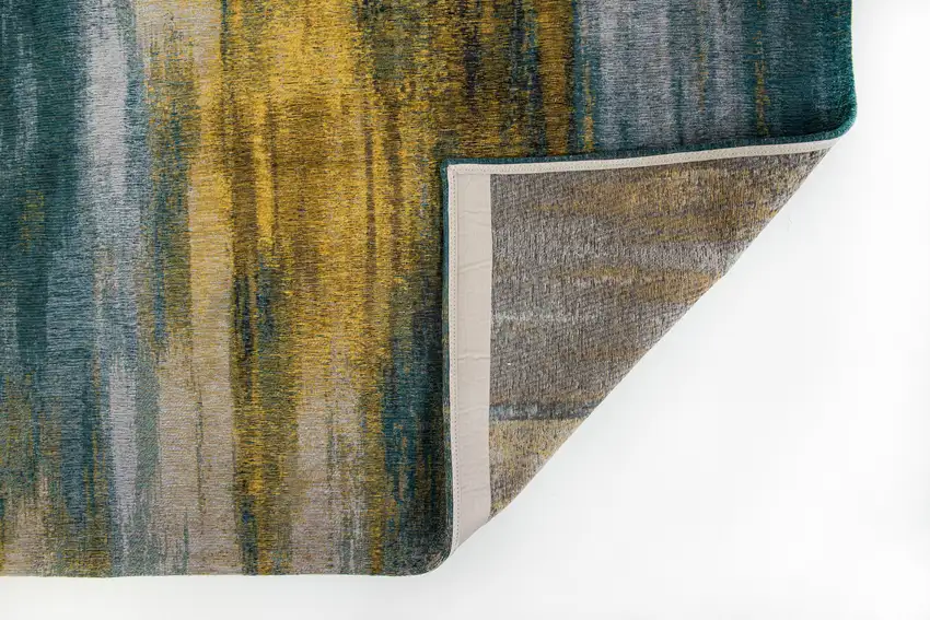 Blue and Yellow Abstract Non Skid Area Rug Photo 4