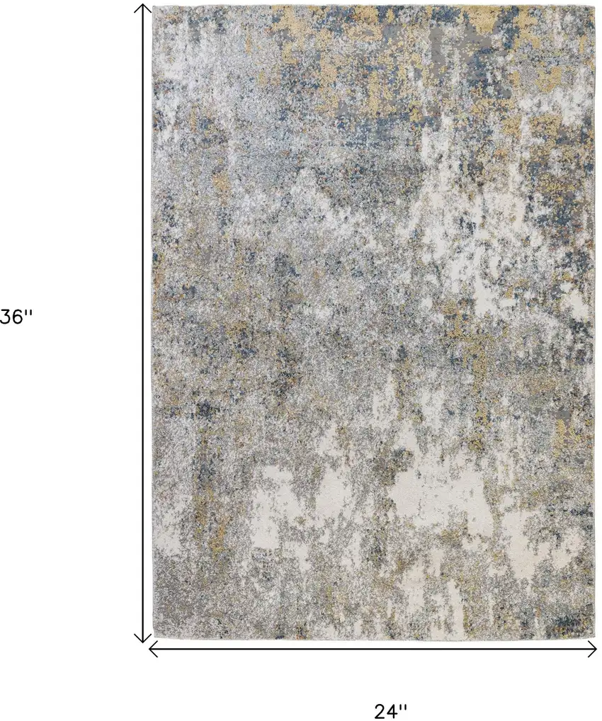 Blue and Yellow Abstract Power Loom Area Rug Photo 7