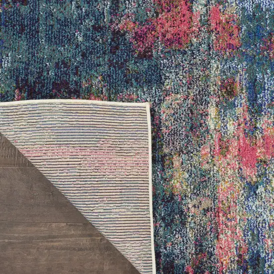 Blue and Yellow Abstract Power Loom Area Rug Photo 7