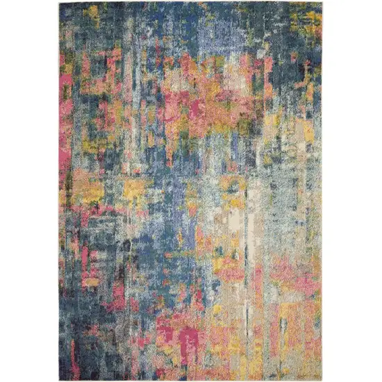 Blue and Yellow Abstract Power Loom Area Rug Photo 1