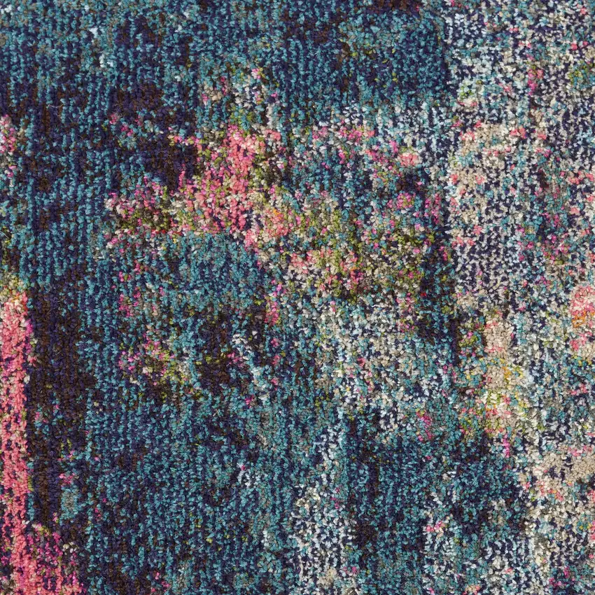 Blue and Yellow Abstract Power Loom Area Rug Photo 2