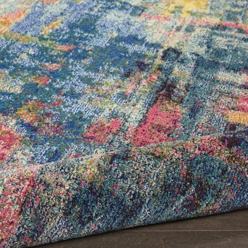 Blue and Yellow Abstract Power Loom Area Rug Photo 6