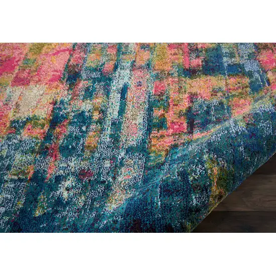 Blue and Yellow Abstract Power Loom Area Rug Photo 7