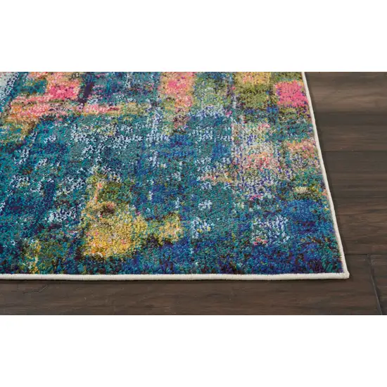 Blue and Yellow Abstract Power Loom Area Rug Photo 5
