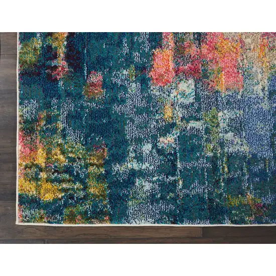 Blue and Yellow Abstract Power Loom Area Rug Photo 6