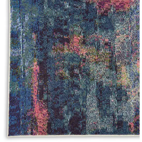 Blue and Yellow Abstract Power Loom Area Rug Photo 8