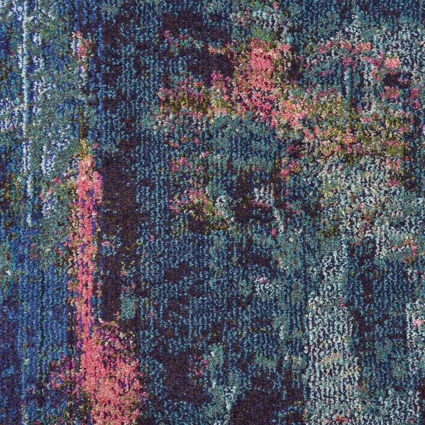 Blue and Yellow Abstract Power Loom Area Rug Photo 3