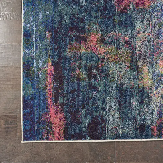 Blue and Yellow Abstract Power Loom Area Rug Photo 7