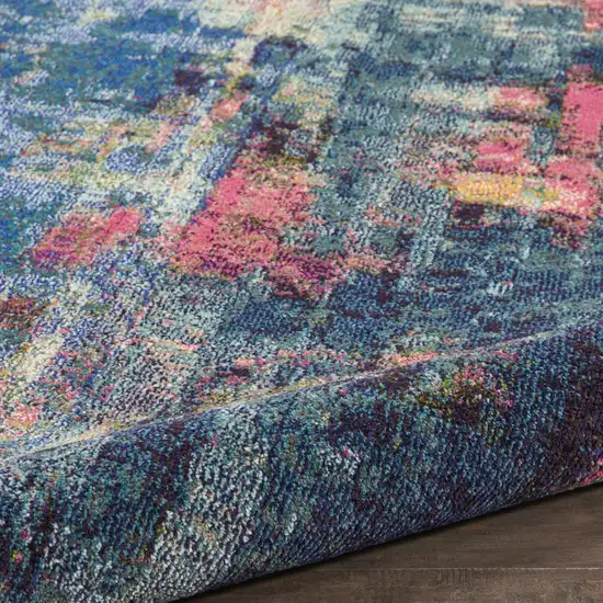 Blue and Yellow Abstract Power Loom Area Rug Photo 7