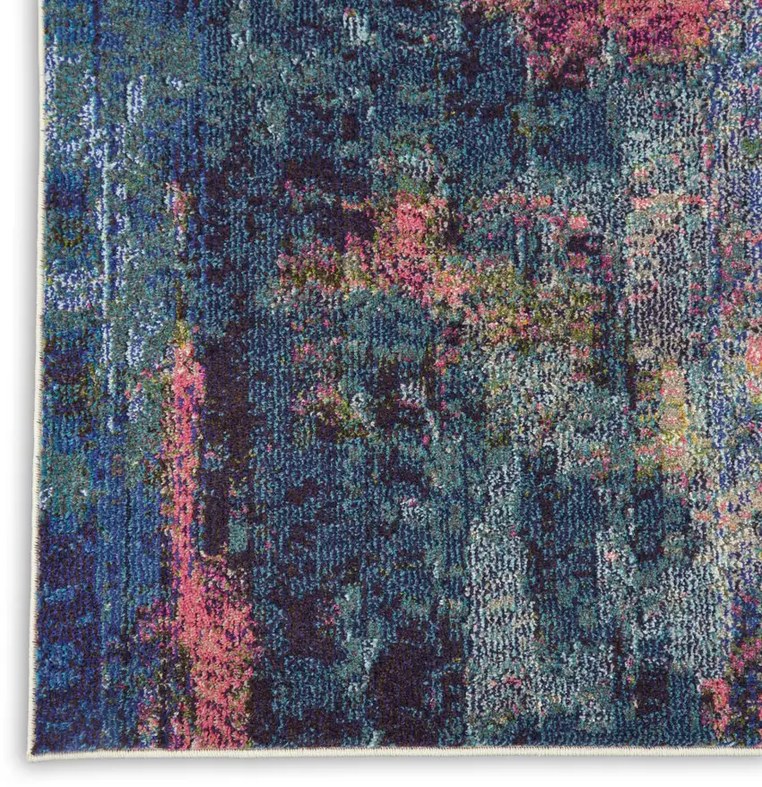 Blue and Yellow Abstract Power Loom Area Rug Photo 8