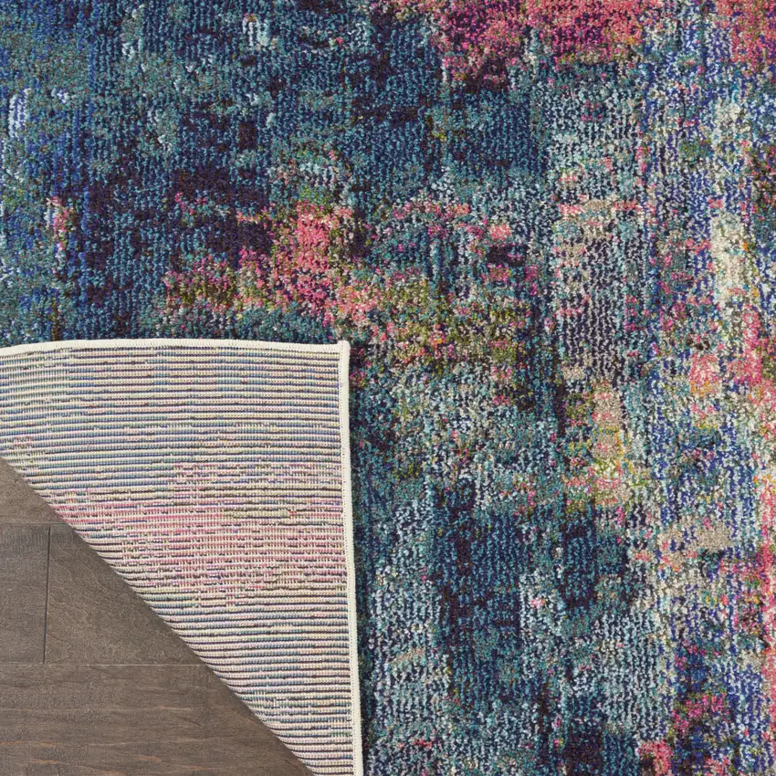 Blue and Yellow Abstract Power Loom Area Rug Photo 9