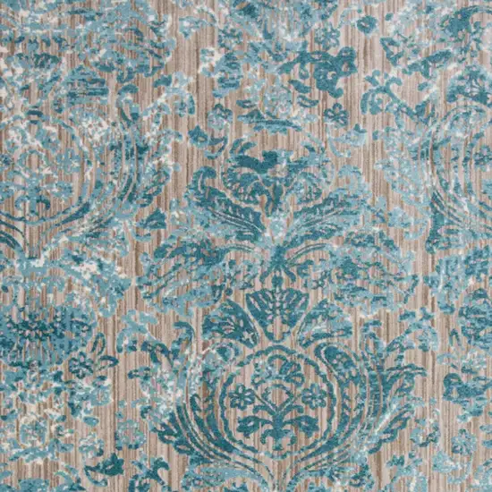 Blue and Yellow Abstract Power Loom Worn Faded Area Rug Photo 5
