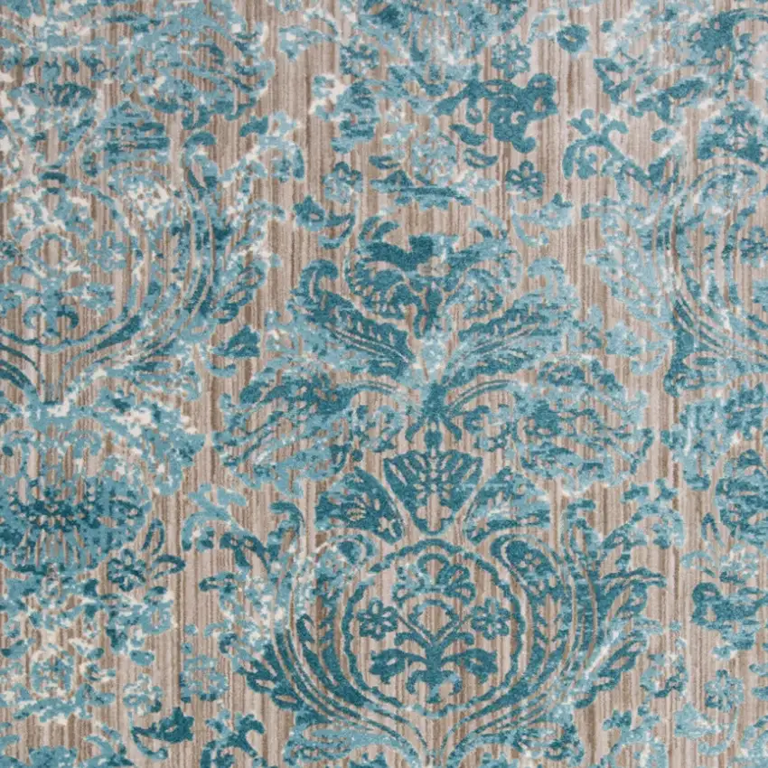 Blue and Yellow Abstract Power Loom Worn Faded Area Rug Photo 5