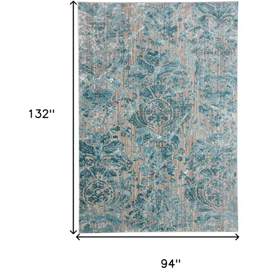 Blue and Yellow Abstract Power Loom Worn Faded Area Rug Photo 3