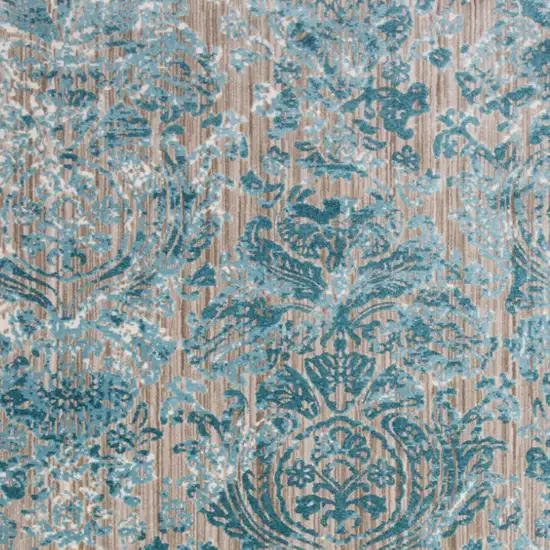 Blue and Yellow Abstract Power Loom Worn Faded Area Rug Photo 6