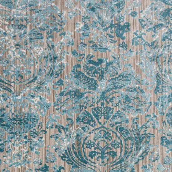 Blue and Yellow Abstract Power Loom Worn Faded Area Rug Photo 8