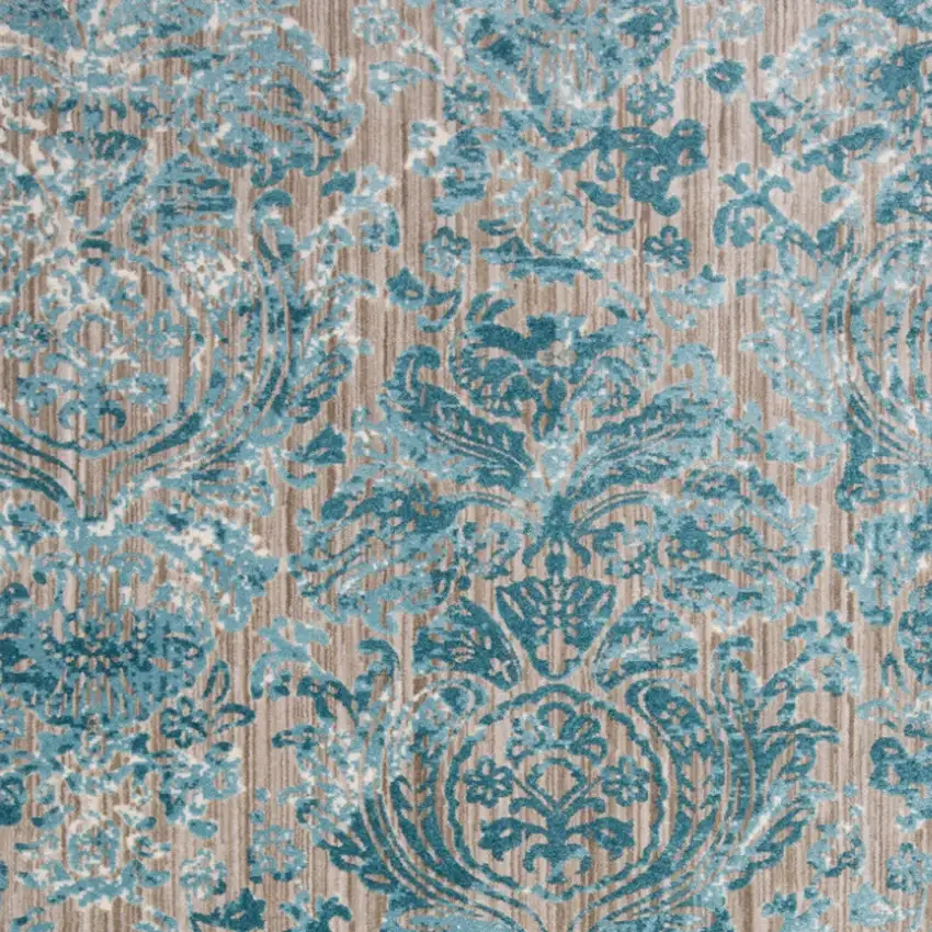 Blue and Yellow Abstract Power Loom Worn Faded Area Rug Photo 8