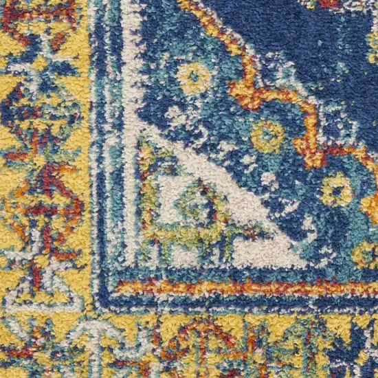 Blue and Yellow Geometric Power Loom Area Rug Photo 2
