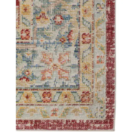 Blue and Yellow Medallion Power Loom Distressed Area Rug Photo 2