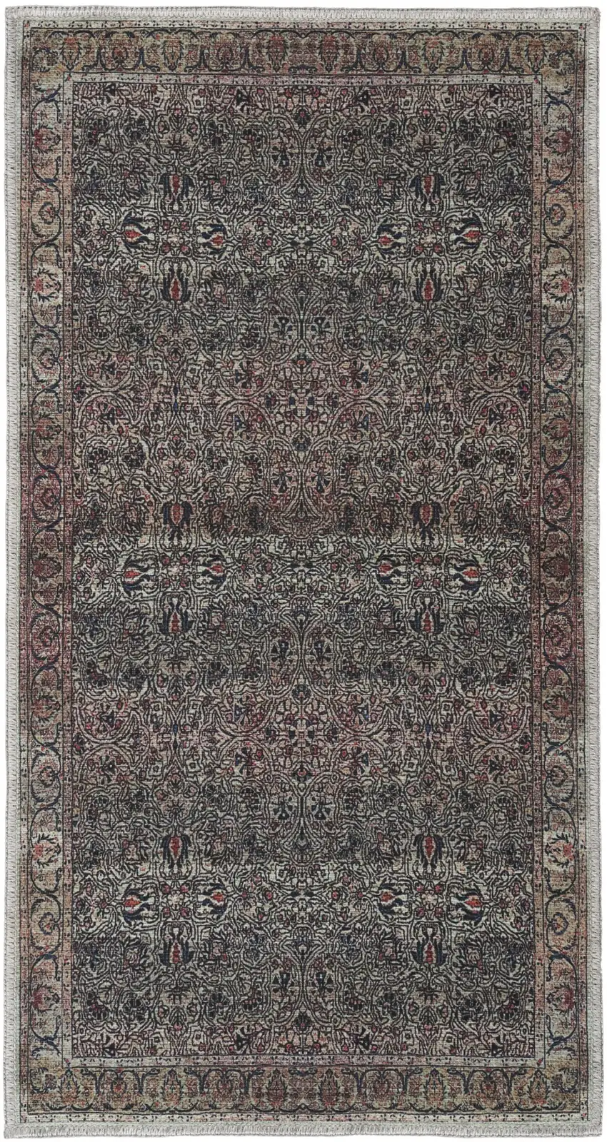 Blue and Yellow Oriental Power Loom Distressed Washable Non Skid Area Rug Photo 7