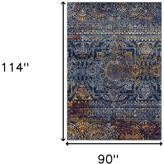 Blue and Yellow Southwestern Power Loom Area Rug Photo 5