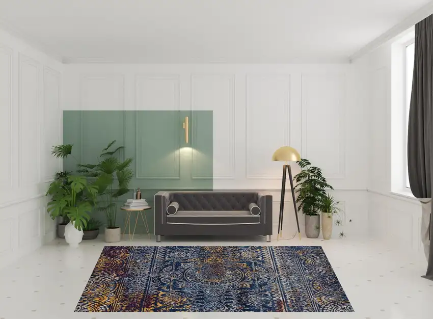 Blue and Yellow Southwestern Power Loom Area Rug Photo 2