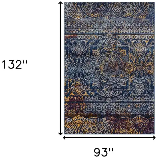 Blue and Yellow Southwestern Power Loom Area Rug Photo 5