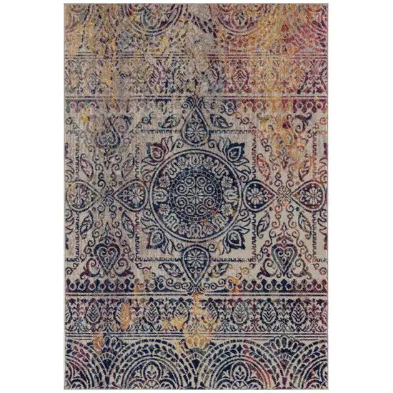 Blue and Yellow Southwestern Power Loom Area Rug Photo 1