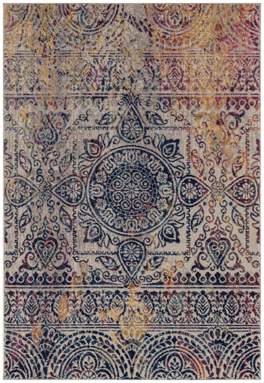 Blue and Yellow Southwestern Power Loom Area Rug Photo 1