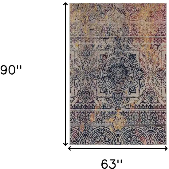 Blue and Yellow Southwestern Power Loom Area Rug Photo 5