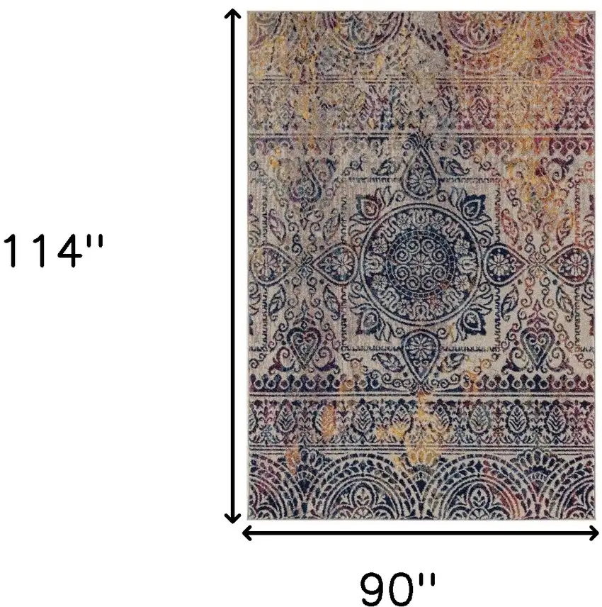 Blue and Yellow Southwestern Power Loom Area Rug Photo 5