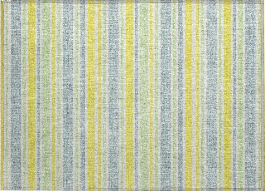 Blue and Yellow Striped Washable Non Skid Indoor Outdoor Area Rug Photo 2