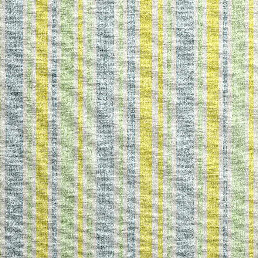 Blue and Yellow Striped Washable Non Skid Indoor Outdoor Area Rug Photo 6