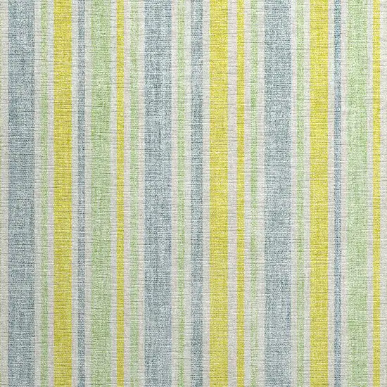 Blue and Yellow Striped Washable Non Skid Indoor Outdoor Area Rug Photo 5