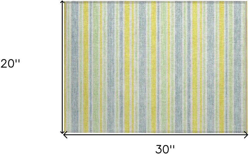 Blue and Yellow Striped Washable Non Skid Indoor Outdoor Area Rug Photo 3