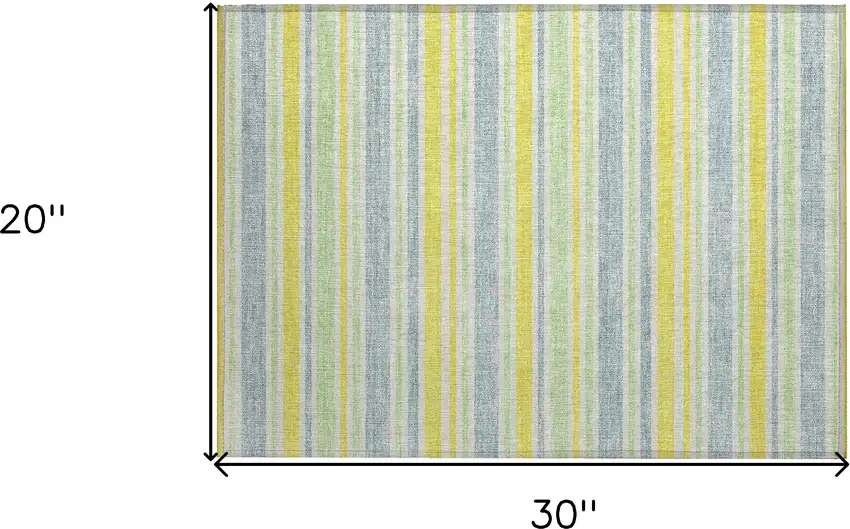 Blue and Yellow Striped Washable Non Skid Indoor Outdoor Area Rug Photo 3