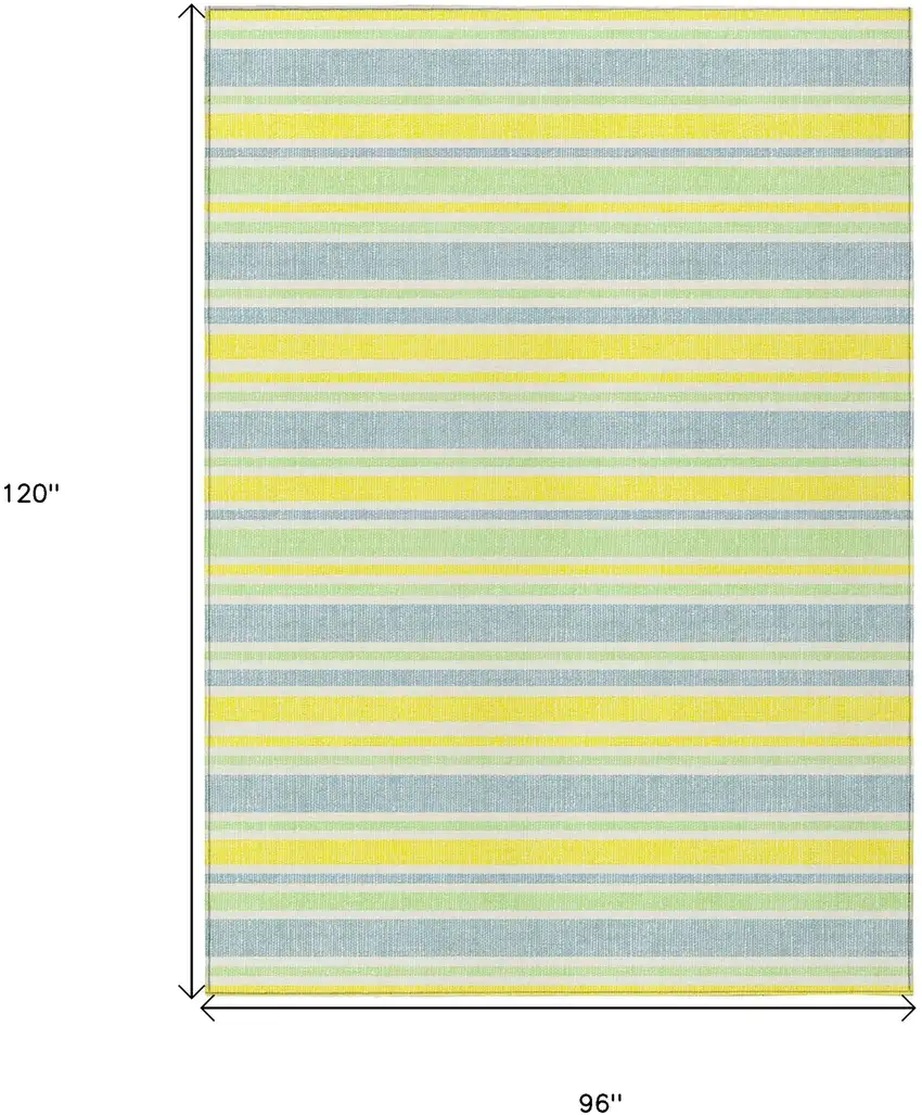 Blue and Yellow Striped Washable Non Skid Indoor Outdoor Area Rug Photo 3
