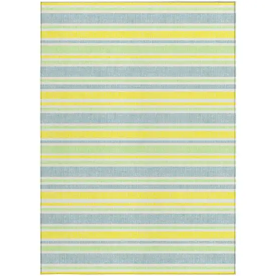 Blue and Yellow Striped Washable Non Skid Indoor Outdoor Area Rug Photo 5