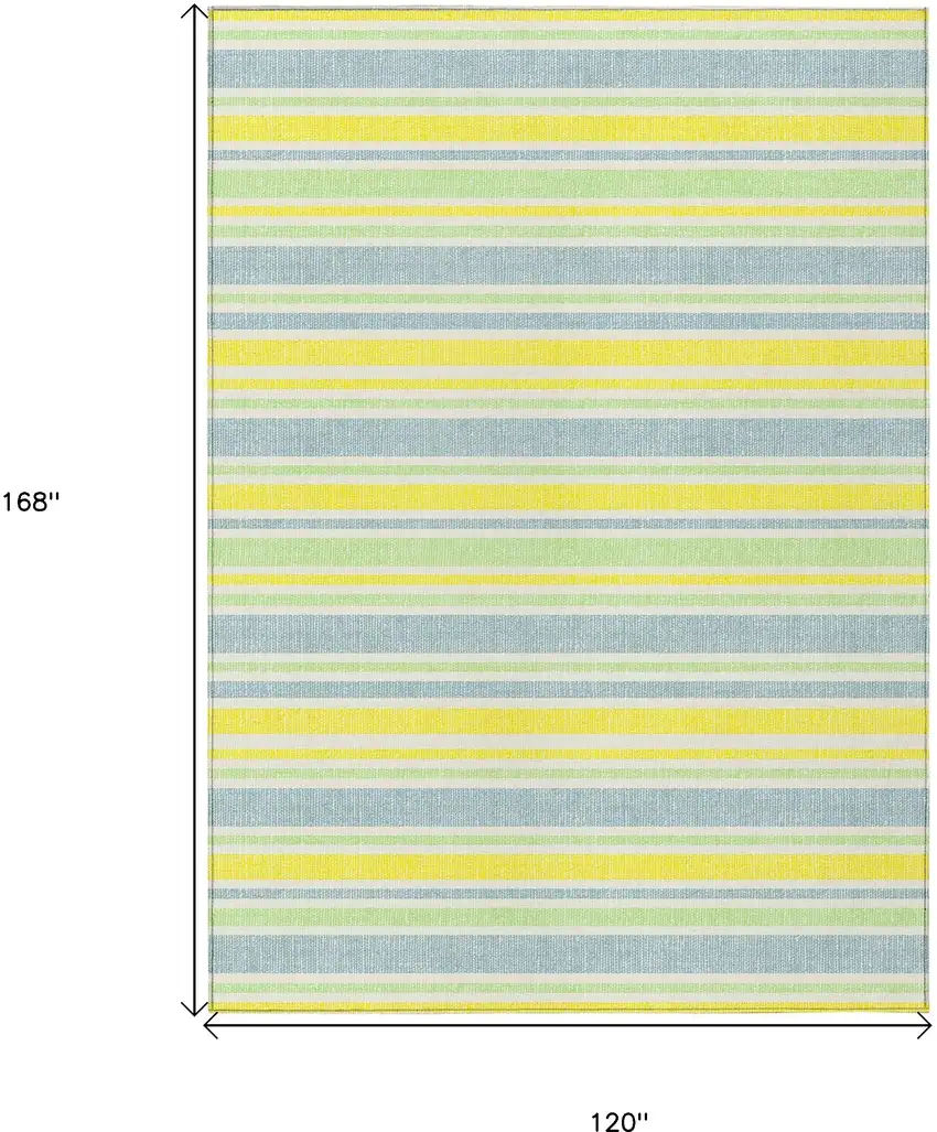 Blue and Yellow Striped Washable Non Skid Indoor Outdoor Area Rug Photo 3