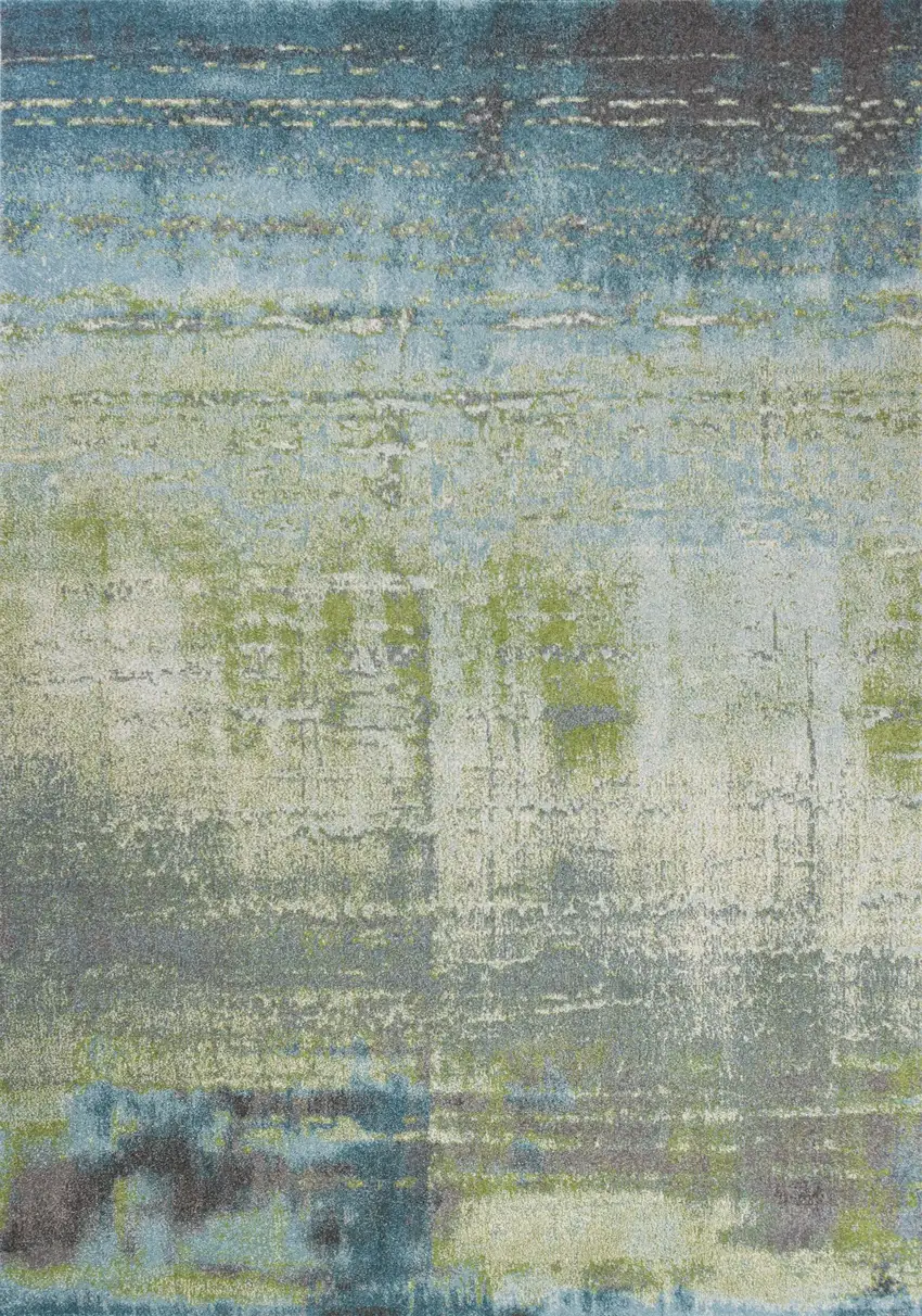 Blue And Green Abstract Area Rug Photo 8