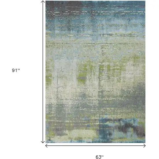 Blue And Green Abstract Area Rug Photo 3