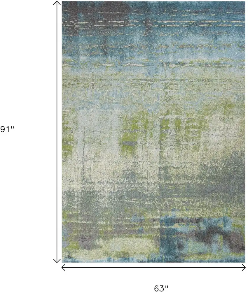 Blue And Green Abstract Area Rug Photo 3
