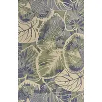 Photo of Blue or Green Tropical Leaves Wool Indoor Area Rug