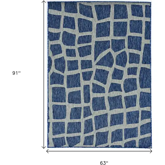 Blue Or Grey Abstract Panels Area Rug Photo 3