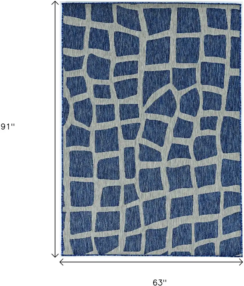 Blue Or Grey Abstract Panels Area Rug Photo 3