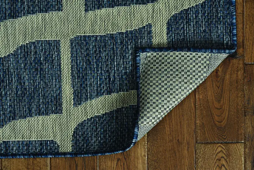 Blue or Grey Abstract Panels Area Rug Photo 3