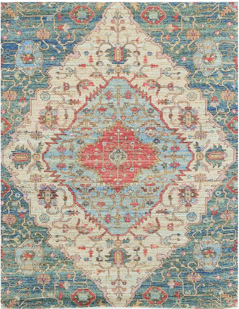 Blue or Red Vintage Diamond Jute Area Rug Photo 3